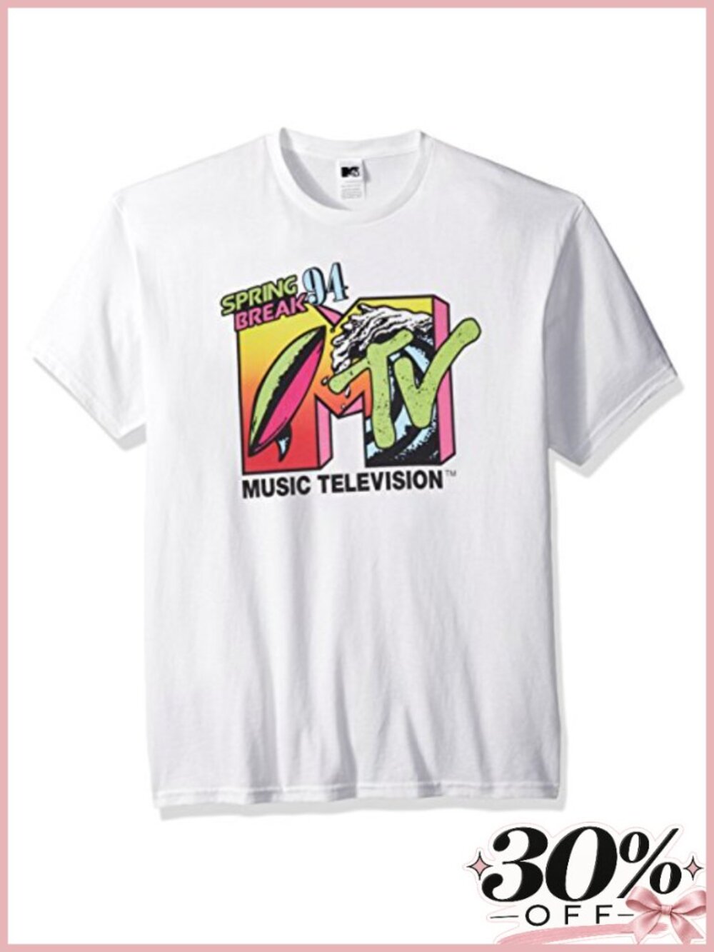 Officially Licensed MTV Springbreak 94 Logo T-Shirt Men's Short Sleeve Tee